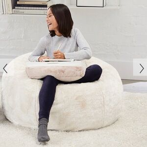 Pottery Barn Teen Polar Bear Faux Fur Ivory Bean Bag Slipcover Only **Size M**